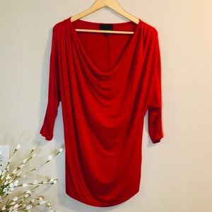 Red Ruched Dolman Sleeve Blouse by Cynthia Rowley